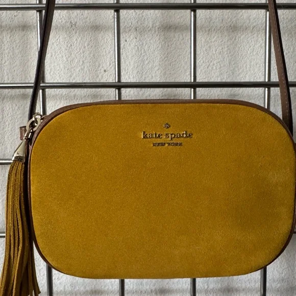 KATE SPADE Kourtney Suede Mustard Crossbody Bag - Picture 15 of 15